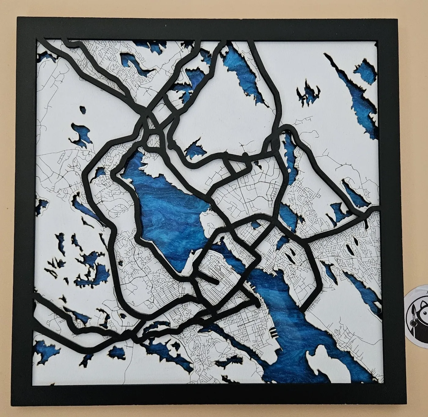 Layered laser-cut city maps